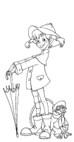 A coloring page of pippi longstocking